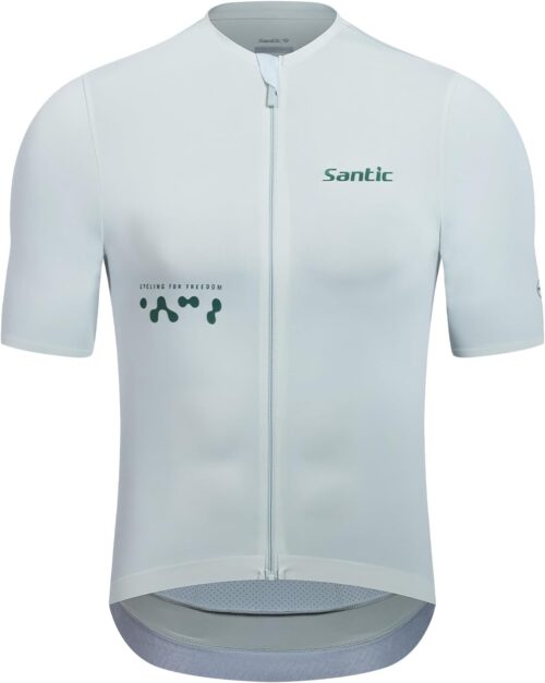 Santic Men's Cycling Jersey Short Sleeve Tops Bicycle Bike Shirt Full Zipper UPF 50+ Bicycle Jersey with Pockets