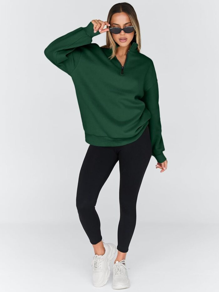 Trendy Queen Womens Oversized Sweatshirts Fall Fashion Hoodies Half Zip Pullover Long Sleeve Shirts Clothes Outfits - Image 6