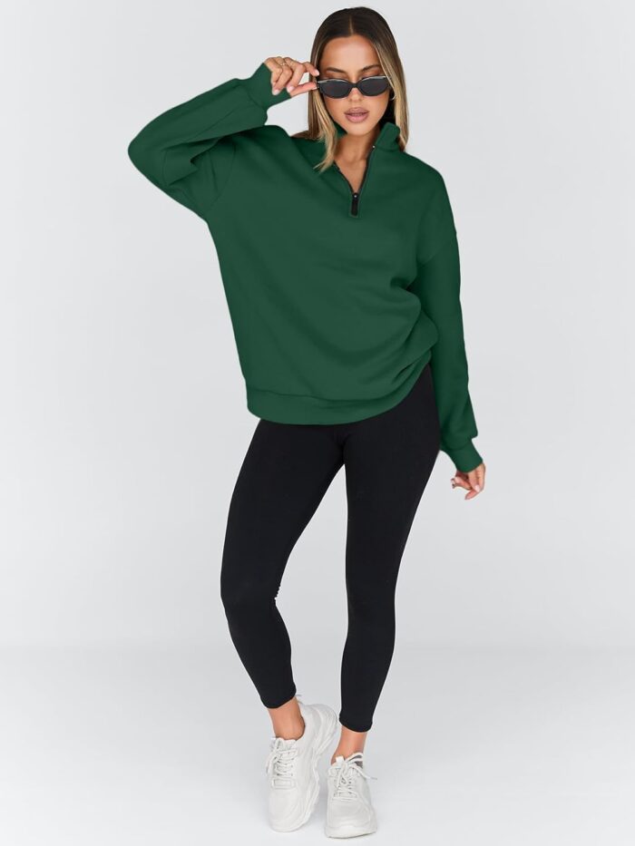 Trendy Queen Womens Oversized Sweatshirts Fall Fashion Hoodies Half Zip Pullover Long Sleeve Shirts Clothes Outfits - Image 5
