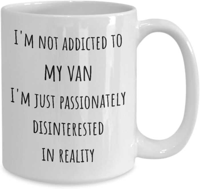 Van addict coffee mug for van life gift for natural van life mug van life essentials minimalist camping mug, 15oz, White - Image 2
