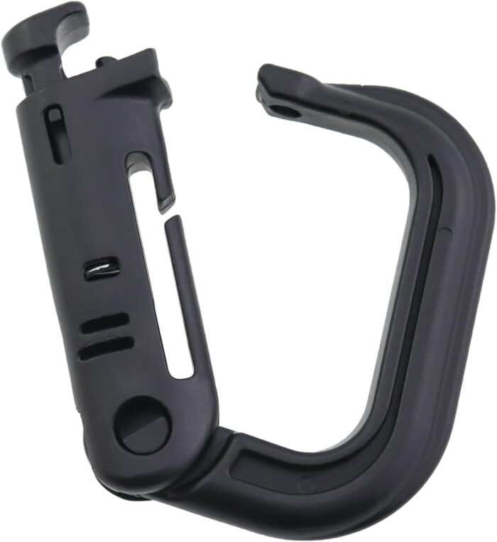 10PCS Tactical D Ring Lock Buckles Press Activated High Strength Plastic Hook Fasteners with Locking Device and Zippered Pouch Mountaineering Hook Buckles for Camping and Hiking Backpacks - Image 3