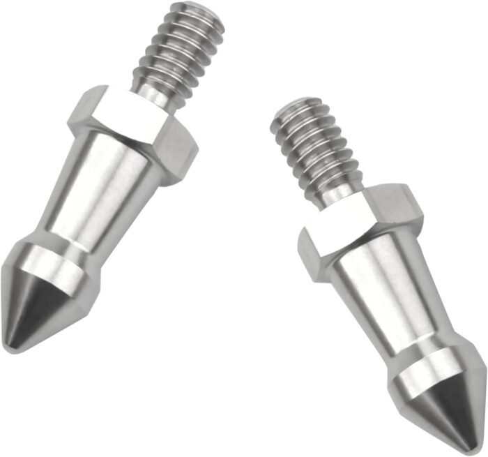 3PCS Threaded Tripod Spike Stainless Steel 1/4 inch Silver Mountaineering Stick Spike for Lens Plate Button Head Light Stand Monopod Ball Head Monopod Photo Accessories - Image 3