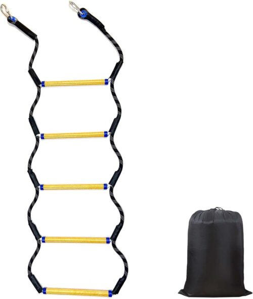 Boat Rope Ladder, 5 Step Heavy Duty 400Lbs Strength Rope Ladder for Inflatable Boat, Fishing Boat, Kayak, Motorboat, Canoeing, Extra Long Portable Marine Boarding Rope Ladder (Black)