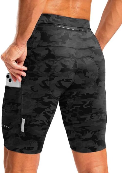 Men's Bike Shorts 4D Padded Cycling Shorts for Men Road Riding Biking Bicycle Zipper Pockets