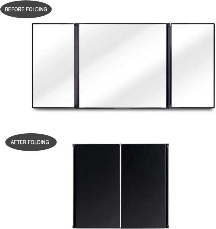 Car Visor Mirror, Foldable Car Sun Visor Vanity Mirror, Makeup Travel Vanity Mirror Car Mirror Clip On Sun Visor Auto 310mm 12” Universal for Car Truck SUV Rear View Mirror (12in5.5in, black) - Image 4