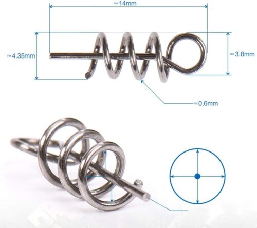 50Pcs Silver Fishing Hook Centering Pin Spring Twist Lock for Soft Lure Bait Worm Crank Terminal Tackle and Accessories
