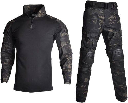 Lilychan Mens Tactical Military Suits Long Sleeve Rip-Stop Uniforms Combat Shirt and Pants Elbow Knee Pads