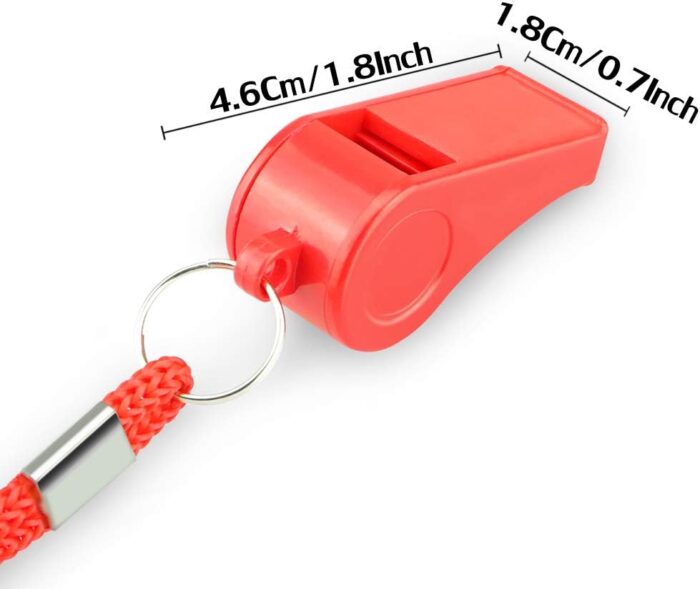 Red Emergency Whistles with Lanyard, Loud Crisp Sound, 2 Packs Plastic Whistles Ideal for Lifeguard, Self-Defense and Emergency - Image 4