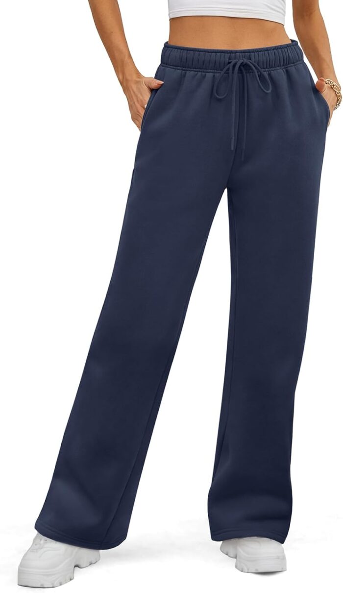 ATHMILE Womens Sweatpants 2025 Baggy Wide Fleece Lined Straight Leg Pants