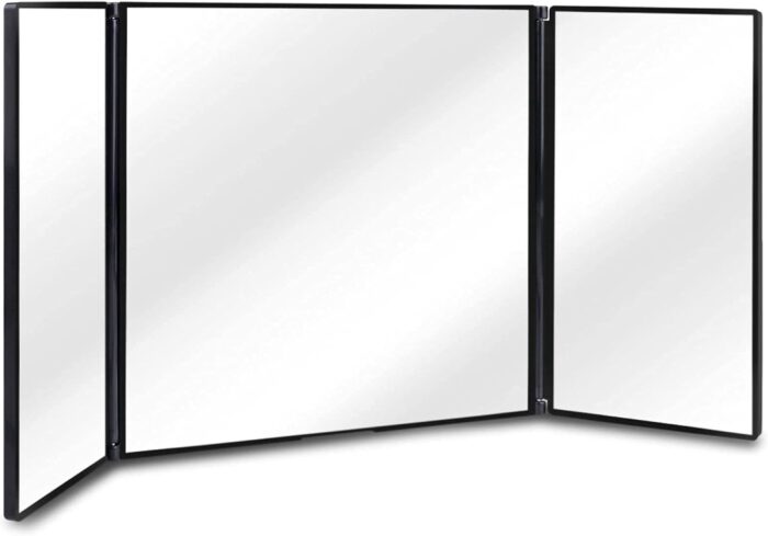 Car Visor Mirror, Foldable Car Sun Visor Vanity Mirror, Makeup Travel Vanity Mirror Car Mirror Clip On Sun Visor Auto 310mm 12” Universal for Car Truck SUV Rear View Mirror (12in5.5in, black) - Image 2