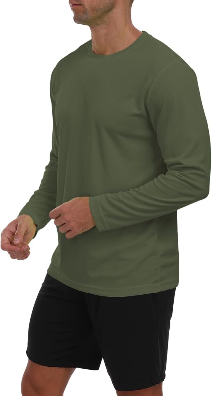 Men's Long Sleeve Sun Shirt Lightweight Workout UV Protection Quick Dry Hiking Tee Shirts Cycling Fishing Athletic Tops - Image 3