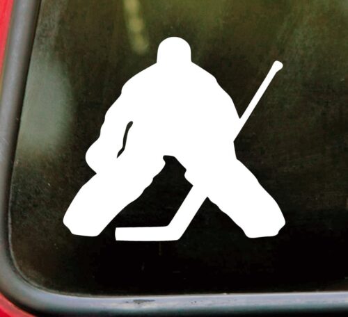 Minglewood Trading Red | Hockey Goalie Vinyl Decal | Ice Puck Stick Winter Sport | Die Cut Sticker | Multiple Sizes & Colors | 10w x 9h inches | Red
