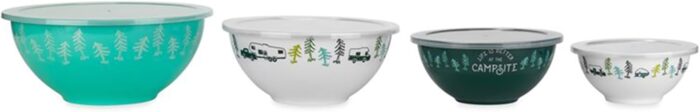 Camco Life is Better at The Campsite Nesting Bowl Set with Lids | Great for On-The-Go Lifestyles | Features (4) Durable Melamine Bowls with (4) Plastic Lids (53451) - Image 3