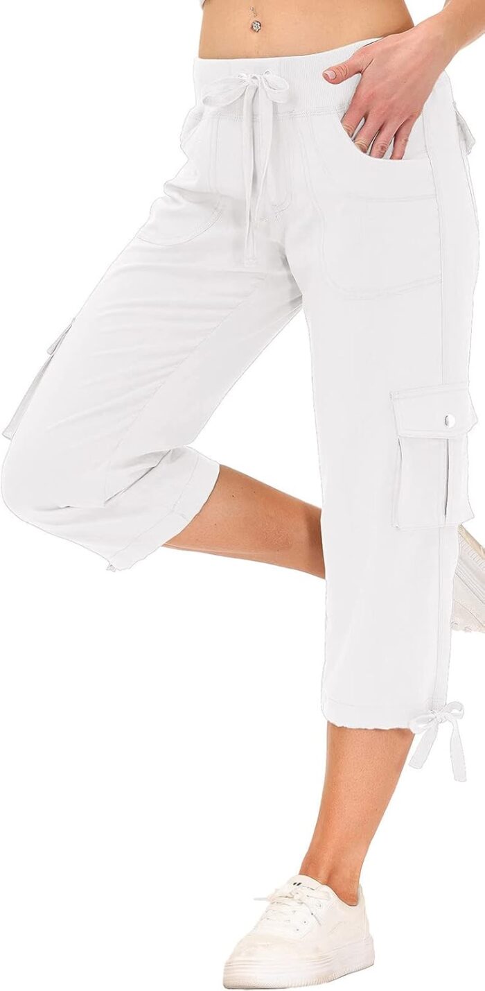 MoFiz Womens Capris with Pockets Loose Fit Casual Capri Pants Dressy Lightweight Ladies Baggy Cargo Pants for Hiking - Image 2