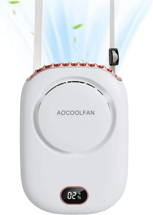 Portable Neck Fan, Mini Small Personal Handheld Fan USB Rechargeable 3 Speed for Girls Boys Woman Eyelash Travel Home Office Outdoor (White)