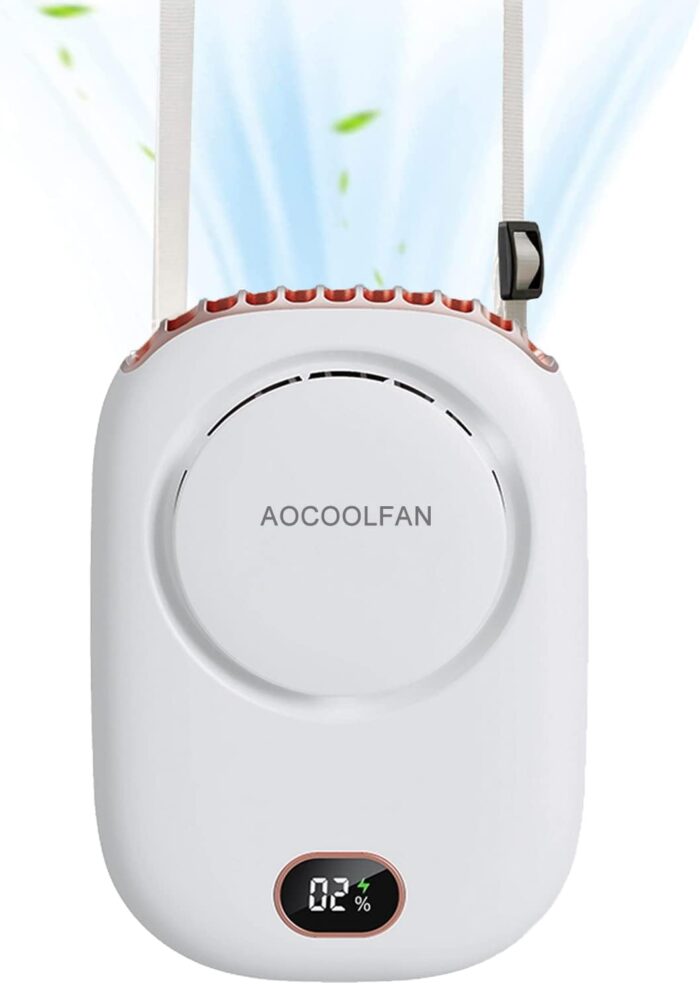 Portable Neck Fan, Mini Small Personal Handheld Fan USB Rechargeable 3 Speed for Girls Boys Woman Eyelash Travel Home Office Outdoor (White)