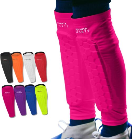 Soccer Shin Guards for Kids Youth - Protective Soccer Gear for Boys, Girls - Adults Men Women Compression Sleeve - Football, Boxing