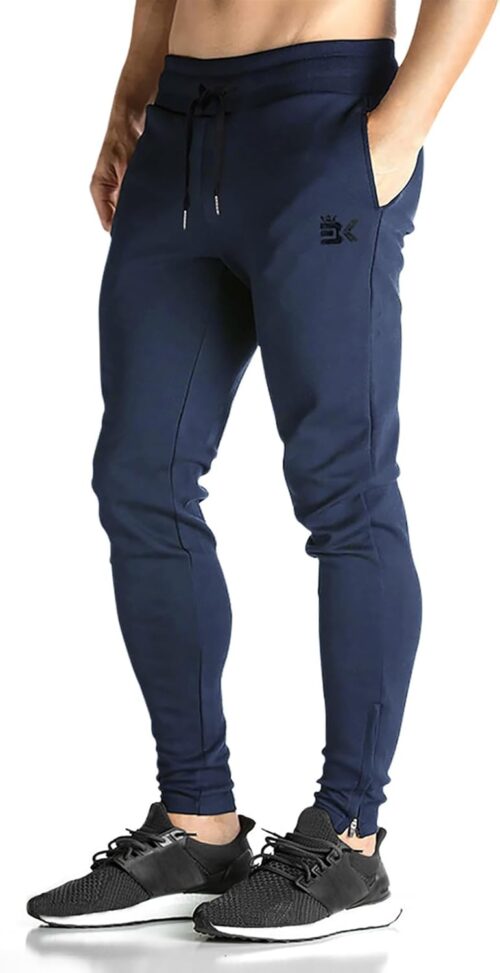 BROKIG Mens Zip Joggers Pants - Casual Gym Workout Track Pants Comfortable Slim Fit Tapered Sweatpants with Pockets