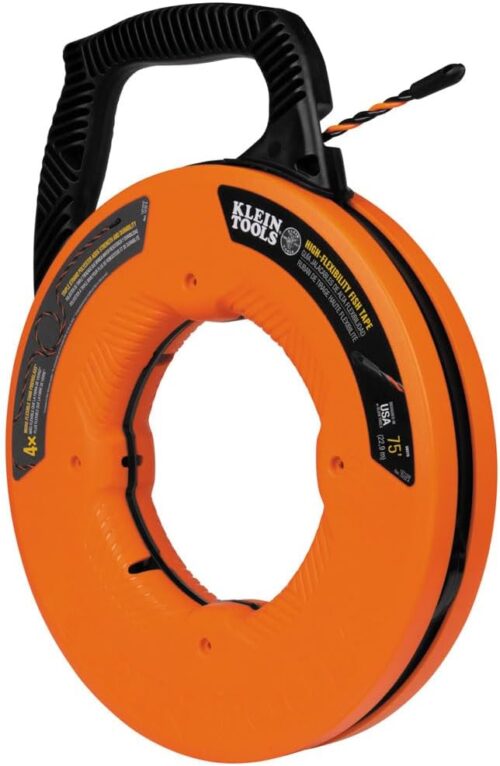 Klein Tools 50375 75-Foot Fish Tape, Hi-Flex Polyester, Electrical Wire Pulling Solution for Flexibility and Strength