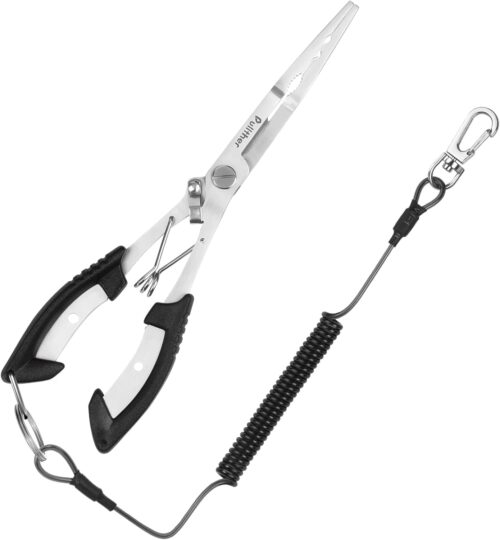 Stainless Steel Fishing Pliers,Needle Nose Pliers Fishing,Fishing Pliers Hook Remover,Fishing Pliers Kit with Lanyard,Braid Cutter Rustproof Fishing Multitool for Saltwater Freshwater