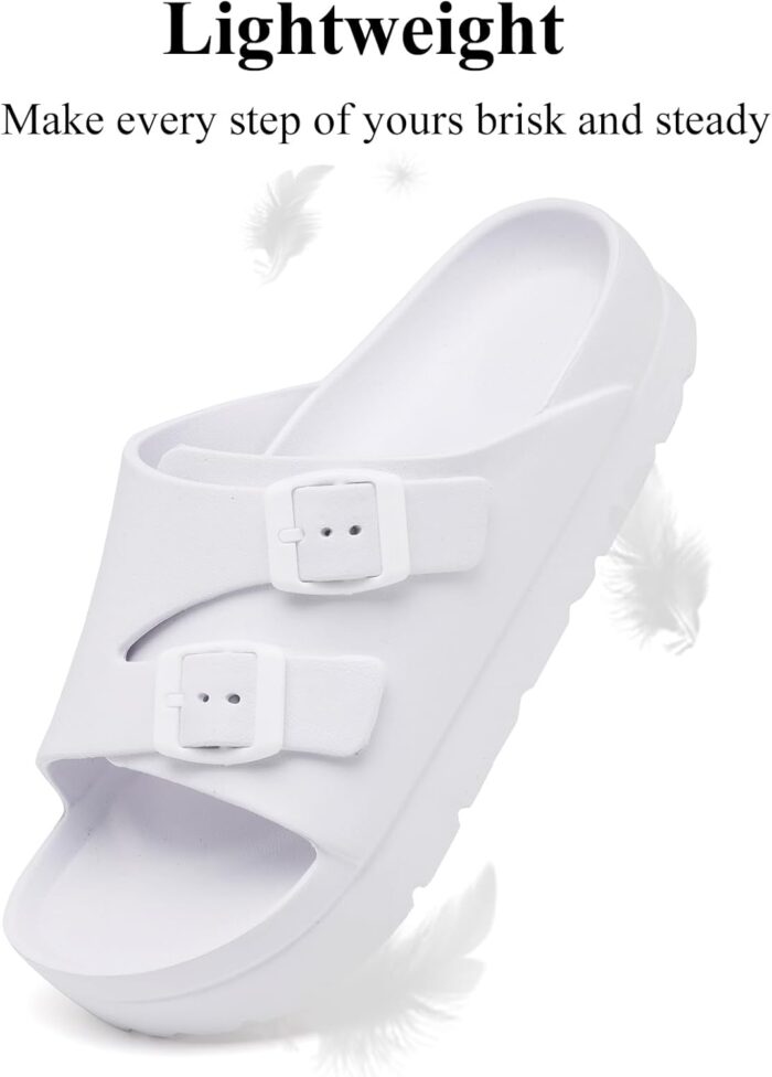 Womens Platform Sandals with Arch Support, Adjustable Buckle Beach Sandal Woman Comfort Lightweight Ultra Cushion EVA Slides - Image 5