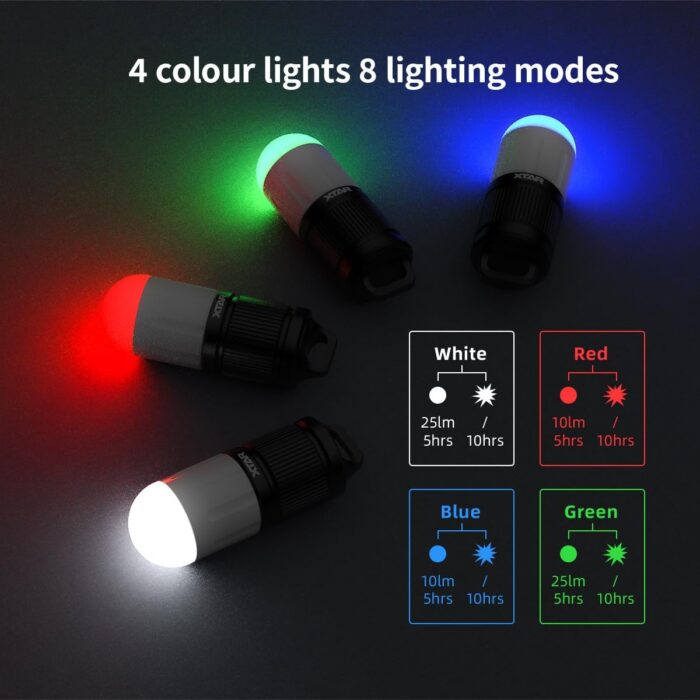 XTAR SD1 Scuba Dive Strobe Beacon,4-Color-in-1 (White,Red,Blue,Green) 8 Modes Diving Signal Light Night Dive Flashing Marker Light,for 100M Underwater Diving (SD1 KT NO Battery Included) - Image 3