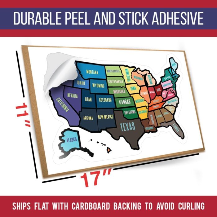 RV State Map Sticker - 11" x 17", Explore & Mark States Visited - UV-Protected Fade Resistant USA Map Decal - Essential Motorhome, Camper & Van Life Accessory - Image 6
