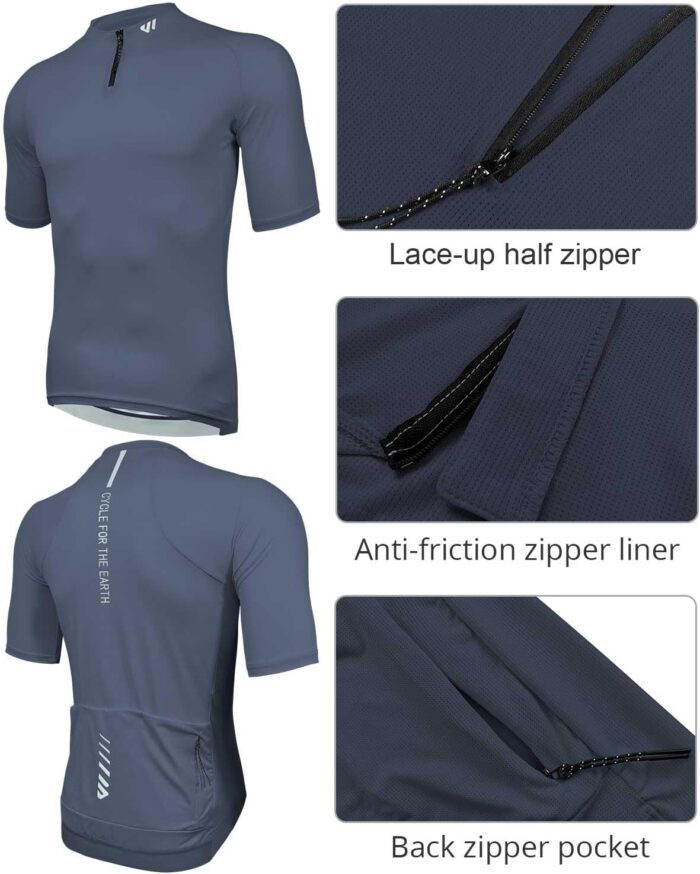 Wulibike Cycling Jersey Men Short Sleeve, Road Bike Jerseys Half Zipper with Pockets, Bicycle Clothing Breathable Quick Dry - Image 4