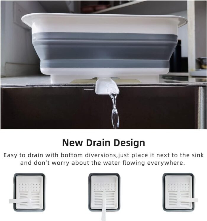 THANSTAR Collapsible Dish Drainer Portable Dinnerware Drainer Organizer for Kitchen RV Campers Travel Trailer Space Saving Kitchen Storage Tray - Image 3