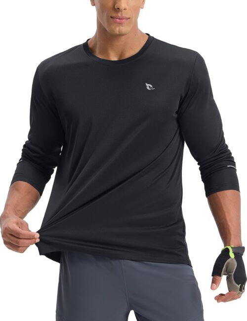 baleaf Men's Mountain Bike Shirts Long Sleeve Loose-fit Cycling Jersey Zipper Pocket UPF 50+ Workout Hiking Athletic Running