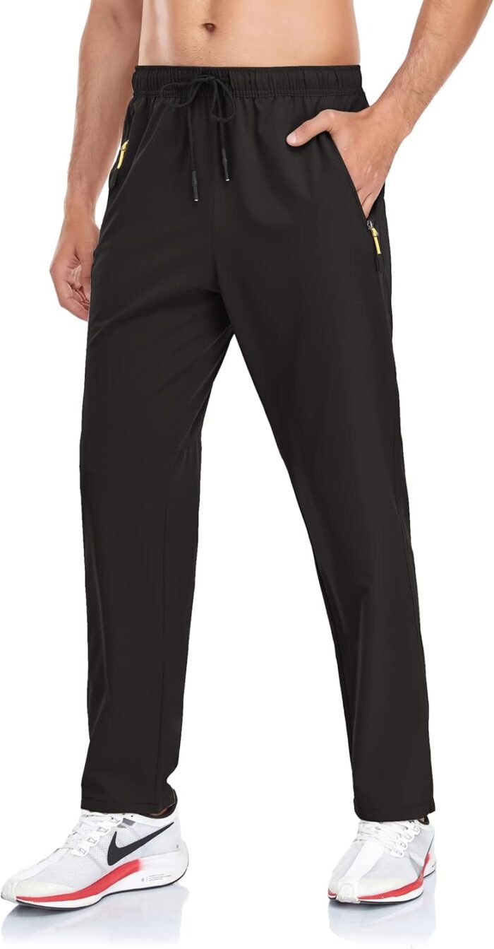 Rapoo Men's Lightweight Pants with Zipper Pockets Quick Dry Workout Athletic Travel Pants - Image 3