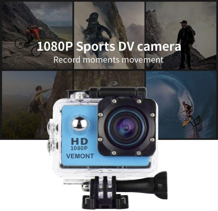 VEMONT Action Camera, 1080P 12MP Sports Camera Full HD 2.0 Inch Action Cam 30m/98ft Underwater Waterproof Camera with Mounting Accessories Kit - Image 5