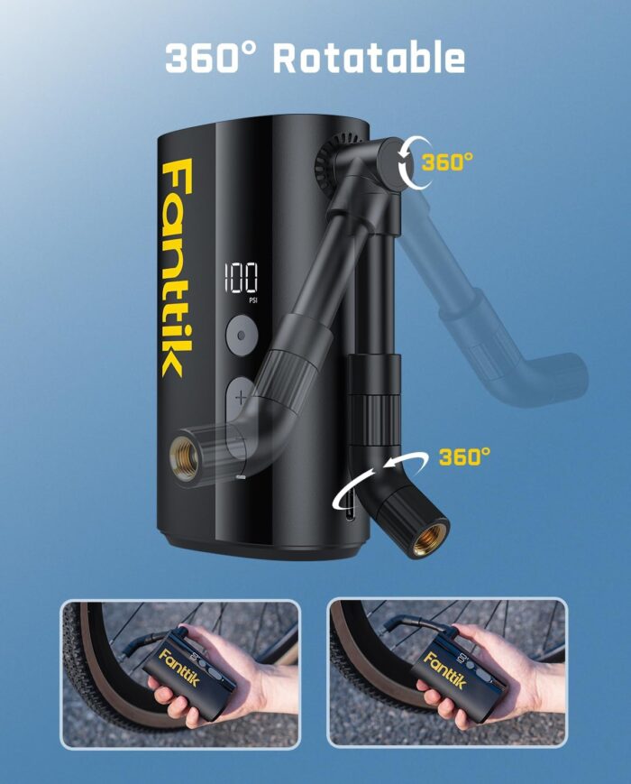 Fanttik X9 Ace Mini Bike Tire Pump, 32s Fast Inflate Bike Pump with Gauge, 150PSI Electric Air Pump with Presta and Schrader Valve, Suitable for Road Bike, Mountain Bike, E-Bike - Image 6