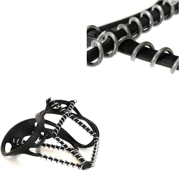 Walk Traction Cleats,Ice Cleats Anti Slip Crampons Rubber Spikes Ice Snow Grippers for Boots and Shoes for Winter Walking on Snow and Ice Climbing Hiking Mountaineering 2PCS for Man and Woman - Image 6