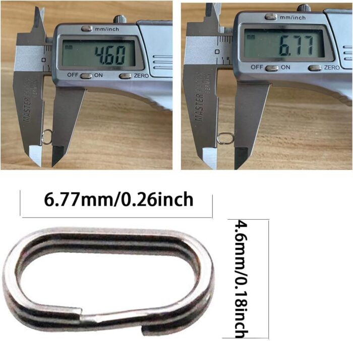 100Pcs Fishing Split Rings Stainless Steel Fishing Oval Split Rings Swivel Snap Carp Fishing Tackle Chain Connector Heavy Duty Split Rings Size Wire Diameter Terminal Tackle and Accessories 0.7mm - Image 2