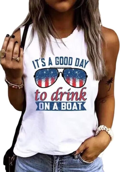 AIMITAG American Flag Tank Top for Womens 4th of July Patriotic Sleeveless Patriotic Tank Tee USA Star Stripes Graphic Vest