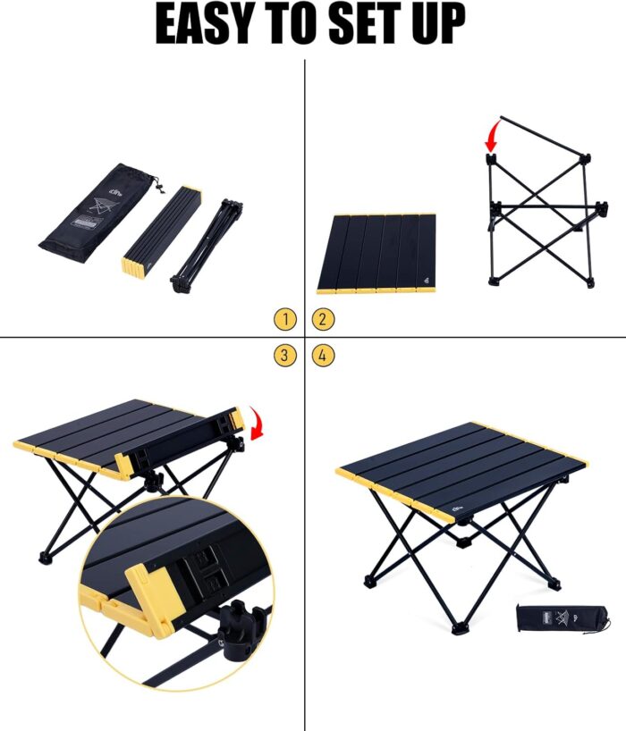 iClimb Ultralight Compact Camping Folding Table with Carry Bag (Nature- S) - Image 6