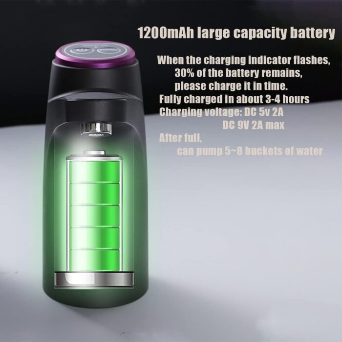GOLDEN DEER Water Dispenser for 5 Gallon Bottle, Portable Water Cooler Dispenser,Universal Water Dispenser for 2.5、3 and 5 Gallon Bottles USB Charging Water Pump - Image 5