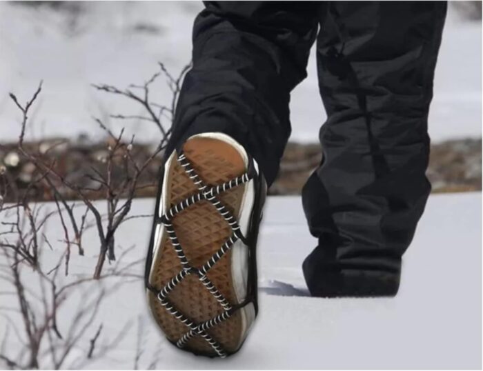 Walk Traction Cleats,Ice Cleats Anti Slip Crampons Rubber Spikes Ice Snow Grippers for Boots and Shoes for Winter Walking on Snow and Ice Climbing Hiking Mountaineering 2PCS for Man and Woman - Image 2