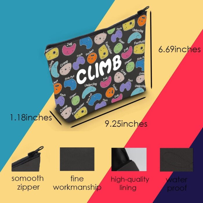 MNIGIU Rock Climber Gift for Women Rock Climbing Cosmetic Bag Climb Gift Rock Climbing Bouldering Lover Gift (Climb Black Bag) - Image 2