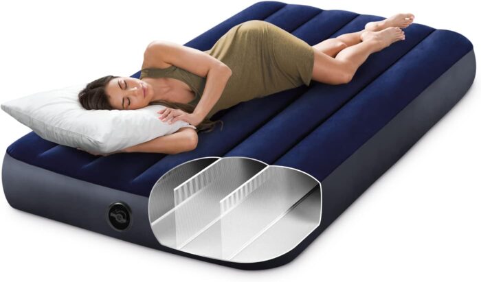Intex 64757E Dura-Beam Standard Downy Air Mattress: Fiber-Tech - Twin Size - 10in Bed Height - 300lb Weight Capacity - Pump Sold Separately - Image 2