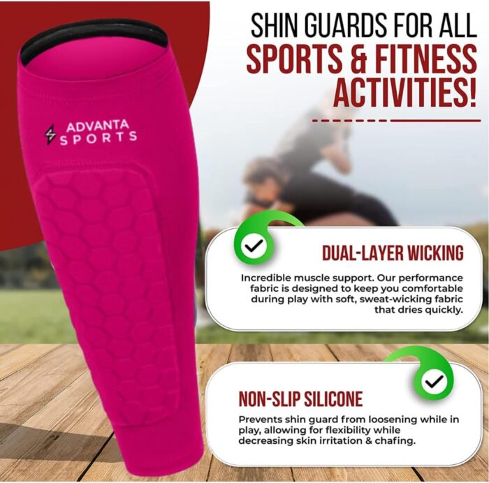 Soccer Shin Guards for Kids Youth - Protective Soccer Gear for Boys, Girls - Adults Men Women Compression Sleeve - Football, Boxing - Image 4