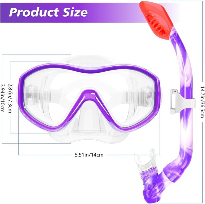 Kids Snorkel Set for Age 5-15 Dry Top Snorkeling Gear for Kids, Diving Mask and Snorkel Set Swimming Goggles with Nose Cover for Kids Youth Boys Girls Junior - Image 4