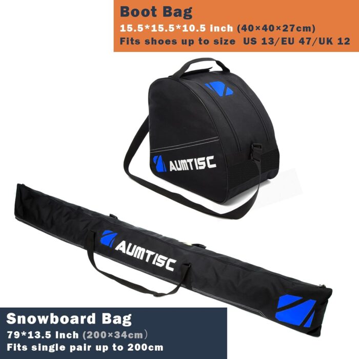 AUMTISC Ski Bag and Boot Bag Combo, Padded Ski Bags for Air Travel Flying, Adjustable Length for Skis Up to 200 cm and Boots Up to Size 13 - Image 3