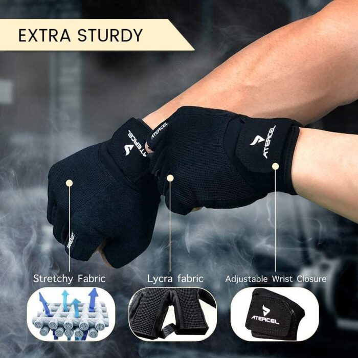 ATERCEL Workout Gloves for Men and Women, Exercise Gloves for Weight Lifting, Cycling, Gym, Training, Breathable and Snug fit - Image 2