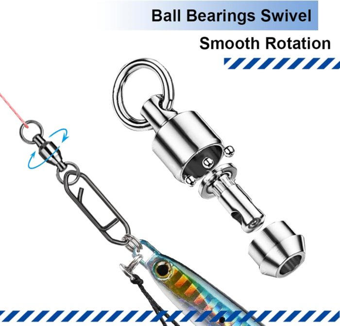 Atibin Snap Connector Fishing Swivels Stainless Bearing Ball Snap Swivels Steel Quick Change Fishing Clips Swivel Black Nickel - Image 3