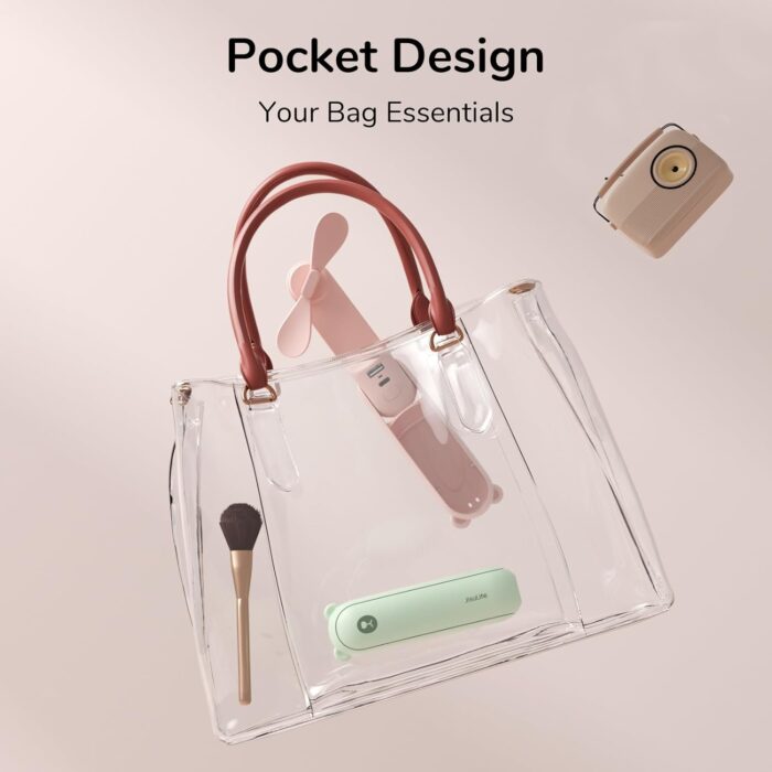 JISULIFE Handheld Mini Fan, 3 IN 1 USB Rechargeable Portable Fan [12-19 Working Hours] with Power Bank, Flashlight, Pocket Design for Travel/Summer/Concerts/Lash, Gifts for Women (Pink) - Image 4