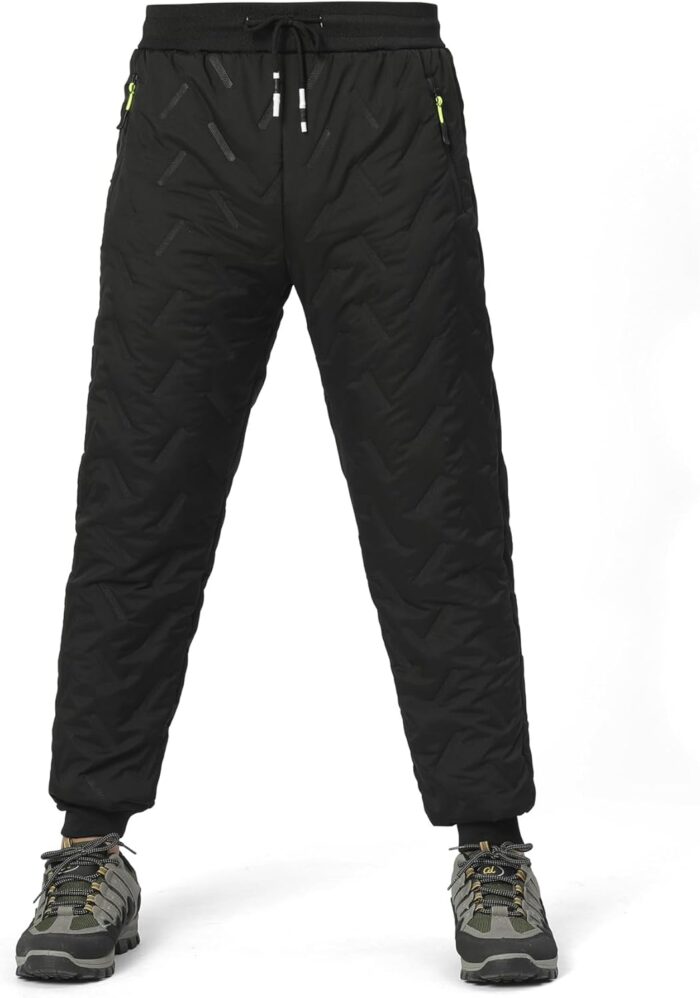 Men's Winter Snow Pants Sherpa Lined Sweatpants Thicken Warm Fleece Pants Sports Jogger Pants