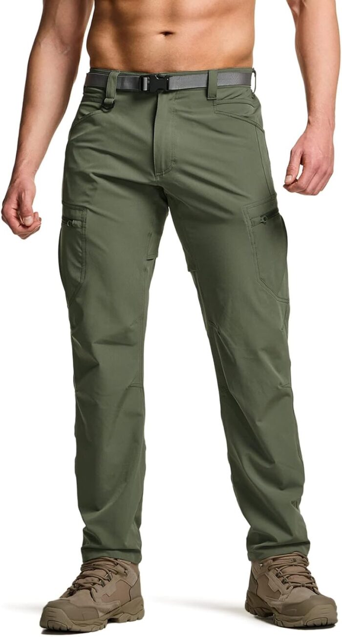 CQR Men's Quick Dry Tactical Pants, Water Resistant Outdoor Pants, Lightweight Stretch Cargo Work Hiking Pants