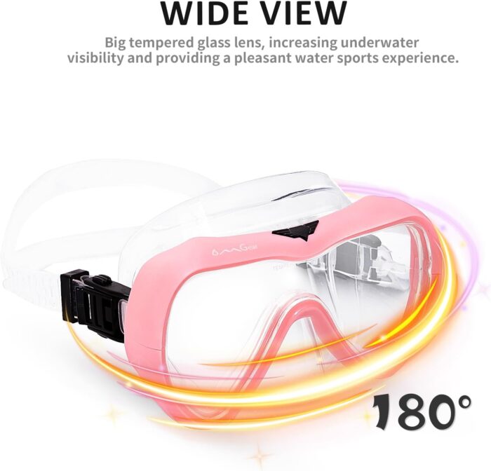 OMGear Diving Mask Snorkeling Gear Kids Adult Snorkel Mask Dive Goggles Silicone Swim Glasses with Nose Cover for Scuba Free Diving Spearfishing Neoprene Strap Cover Impact Resistance - Image 5